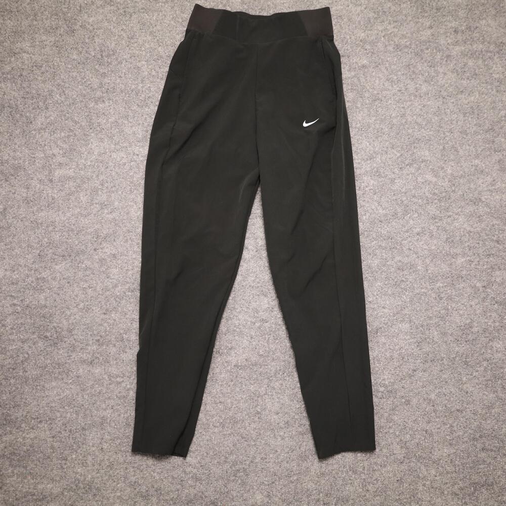 Nike Dri-FIT Track Pants Womens Small Black High Waist Tapered Leg Stretch